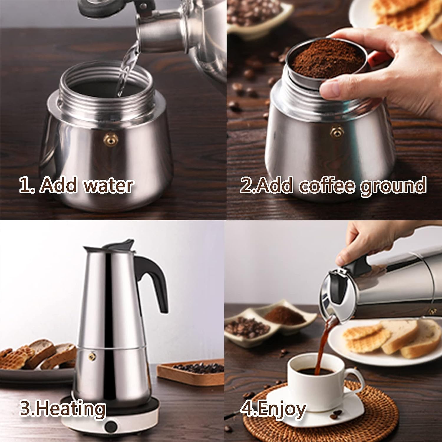 4/6/9 Xícaras Moka Pot Caffe M - Equipment Of Coffee Machine avaliação e preço